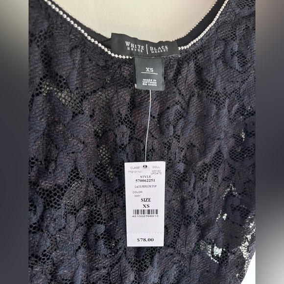 NWT White House Black Market | Black Lace Top - Picture 3 of 4